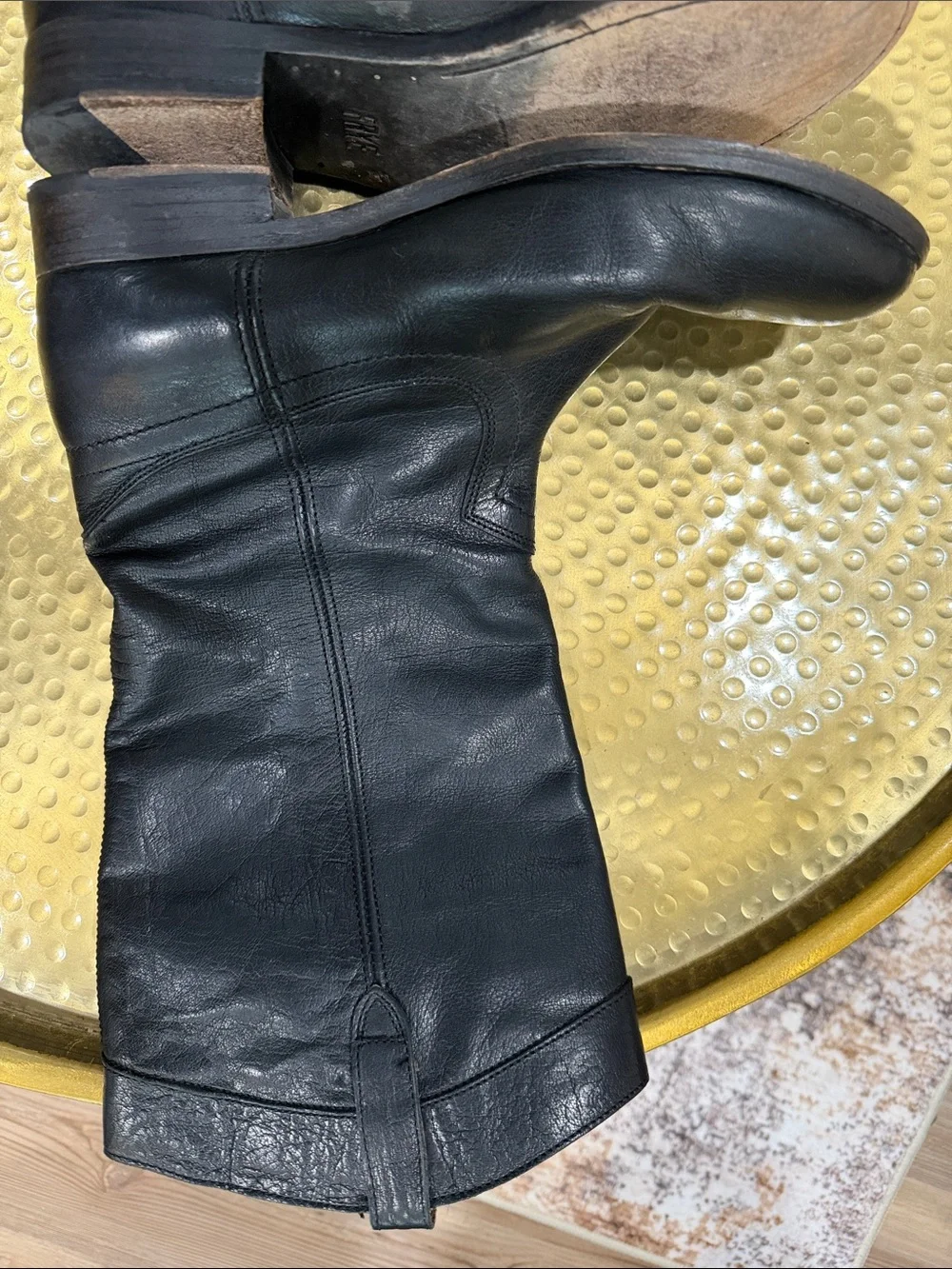 Frye Black Leather Over-The-Knee Riding Boots